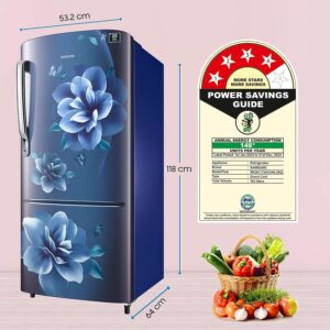 Samsung 183 L, 4 Star, Digital Inverter, Direct-Cool Single Door Refrigerator (RR20C1724CU/HL, Camellia Blue, 2024 Model)